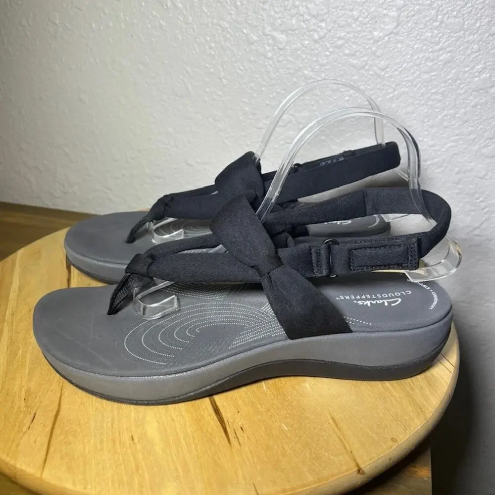 Clarks Cloudsteppers Black Textile Upper Sandals size 11 M NWOT